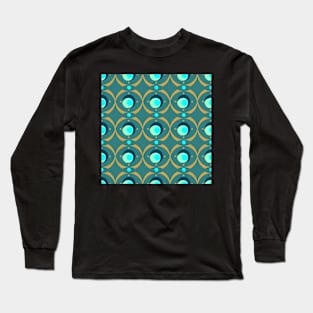 Beads and Scallops Repeat Gold on Dark Teal 5748 Long Sleeve T-Shirt